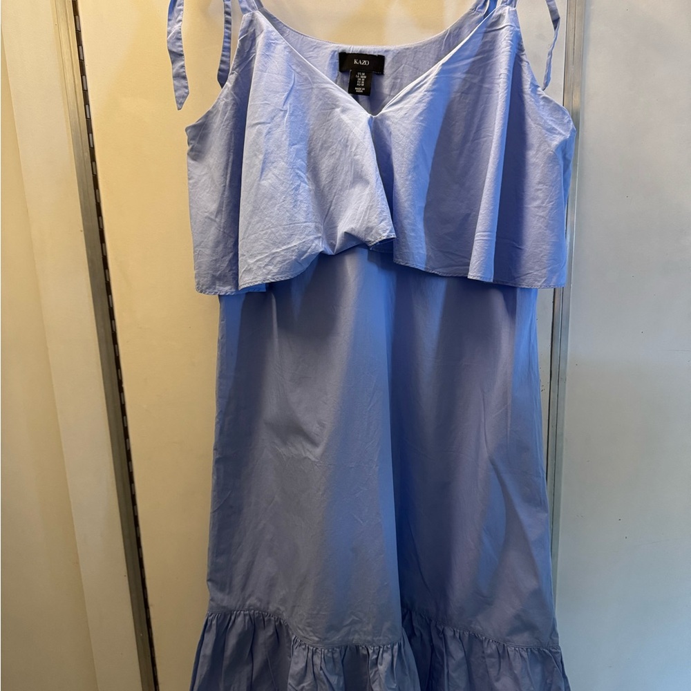 Light Blue Maxi Dress | Lightweight Cotton Dress | Ruffle Dress with Ties